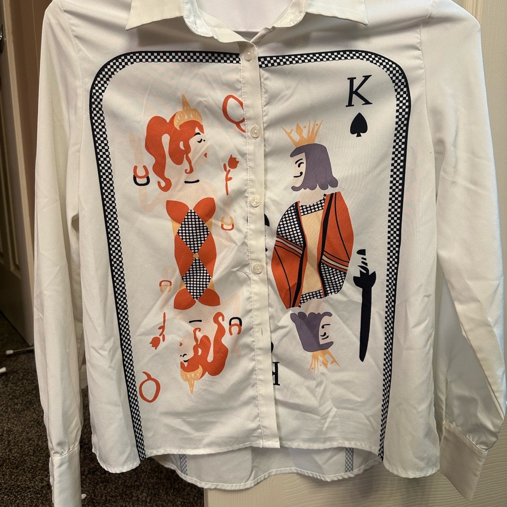 Kids King of Spades Graphic Shirt - White & Orange